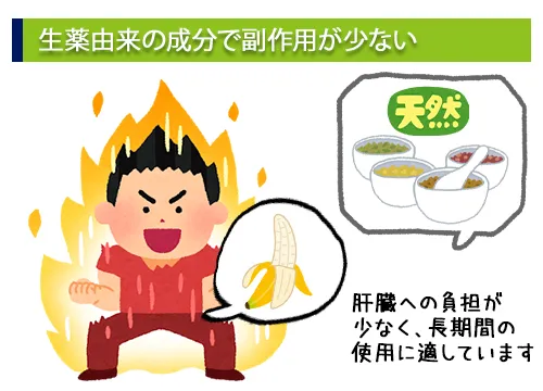 生薬由来の成分で副作用が少ない