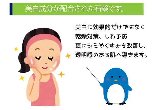 美白成分が配合された石鹸です。